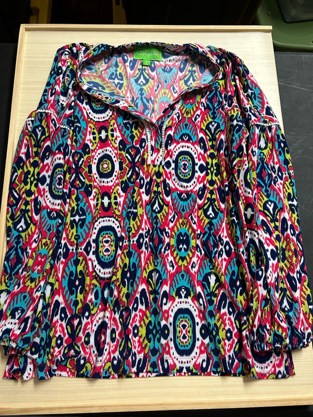Cappagallo Multicolor Printed Tunic - Navy, Pink, Teal, Lime